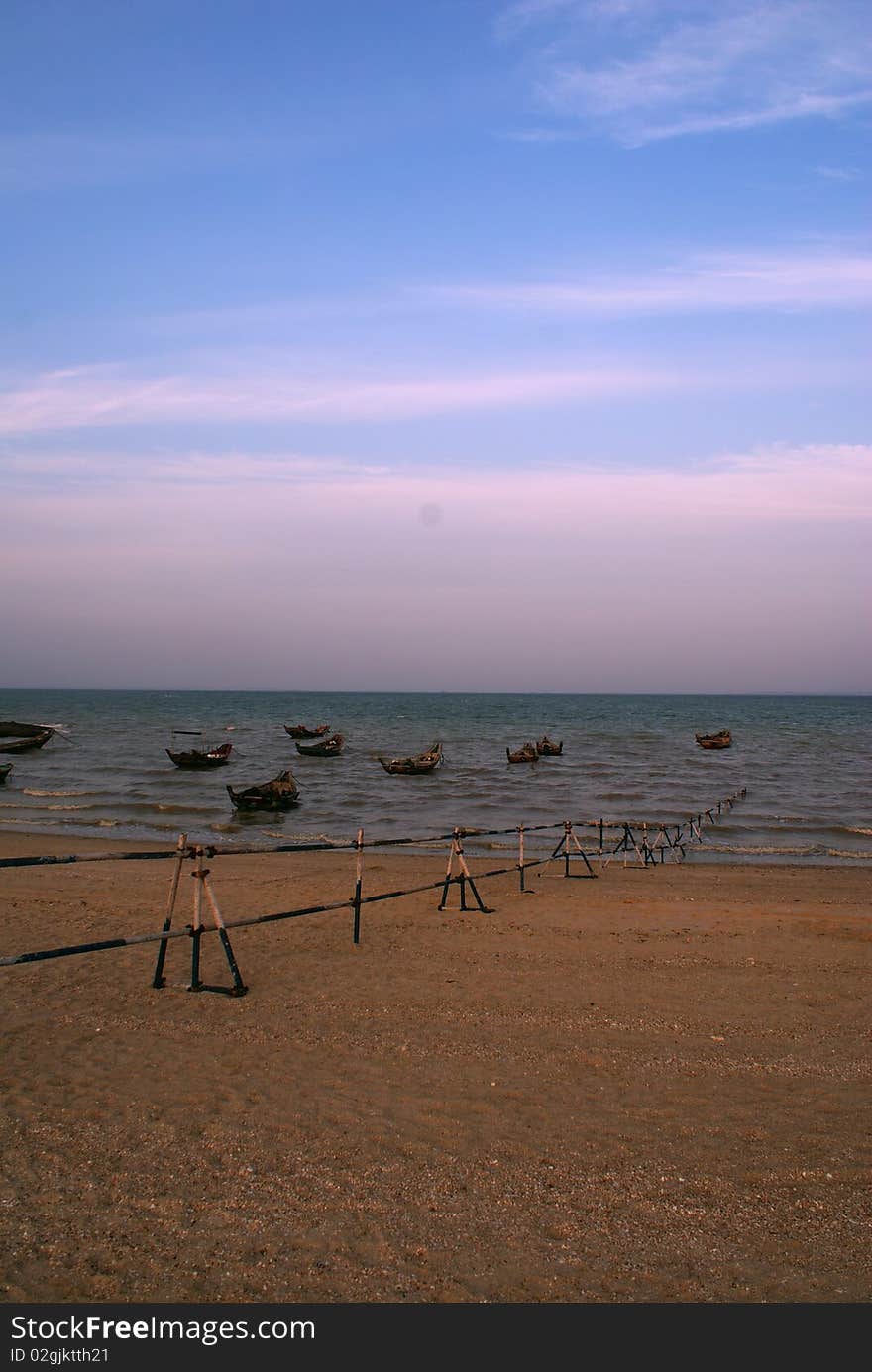 Show some boat on the beach of Xiamen. Show some boat on the beach of Xiamen