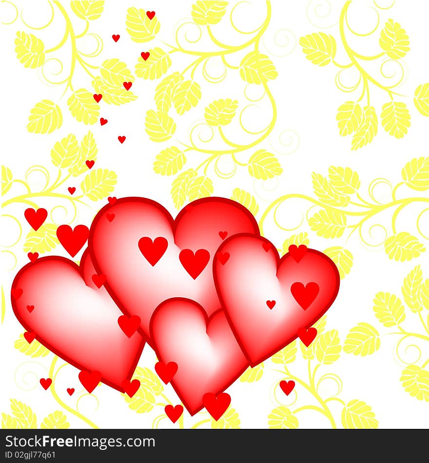 Floral background with hearts