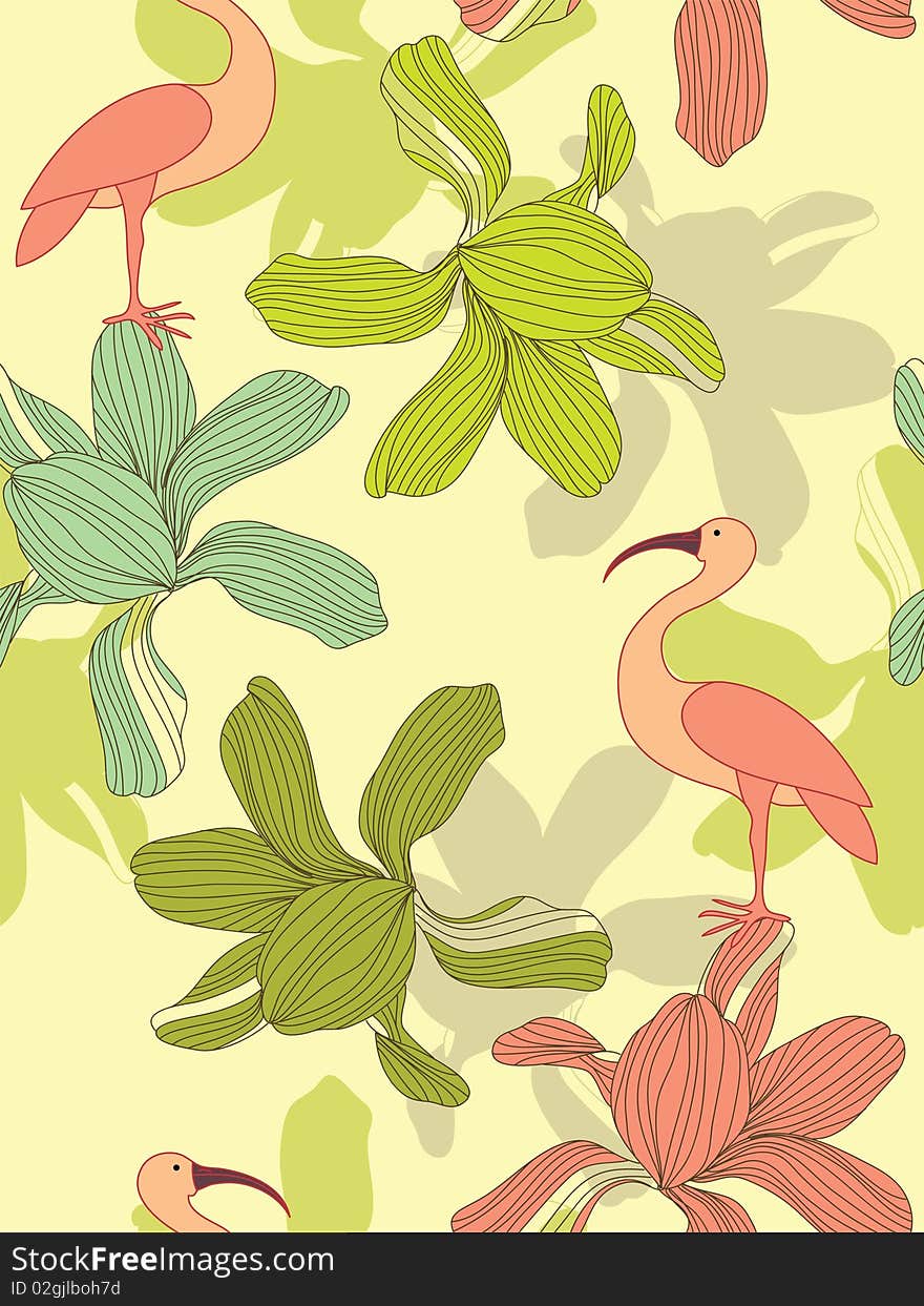 Seamless flower background. Easy to edit vector image. Ready to use as swatch.