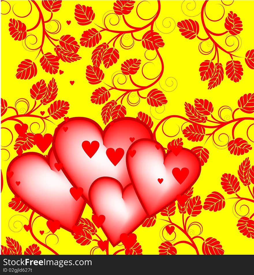 Floral valentines day background with hearts. Floral valentines day background with hearts