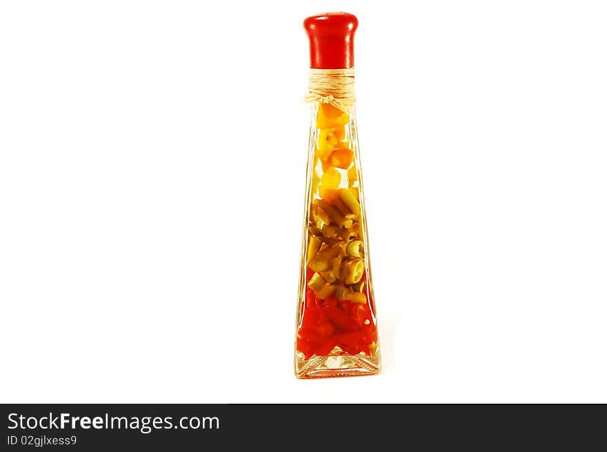 Decorative bottle with pepper