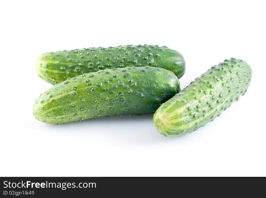 Green cucumbers  isolated on the white background