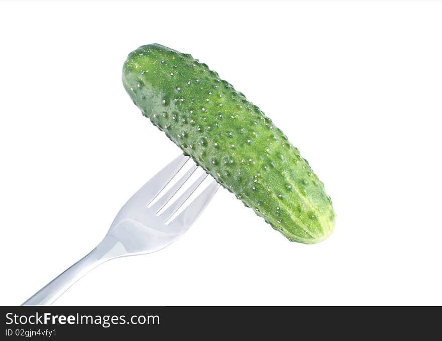 Cucumber on fork