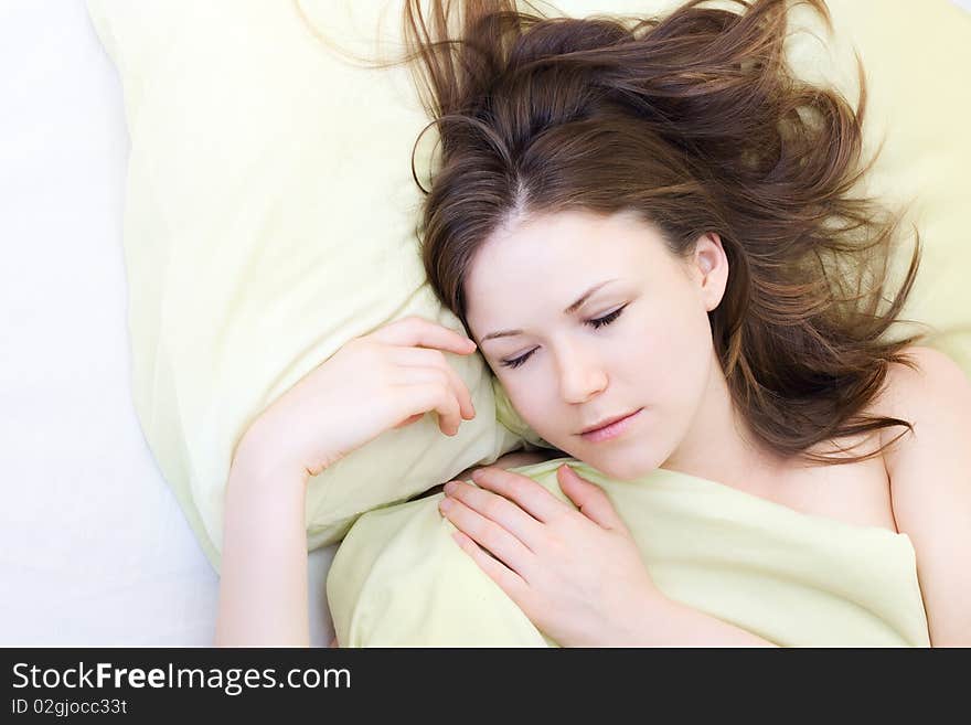 Beautiful young woman in her sleep. Beautiful young woman in her sleep