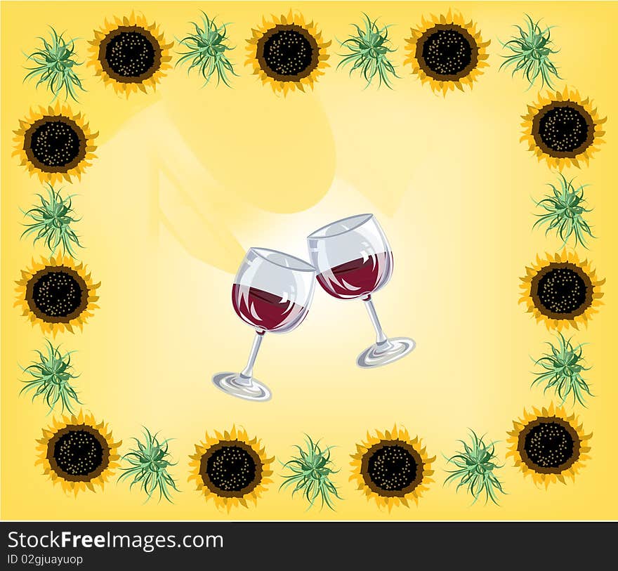 Summer comfort in wine and sunflowers