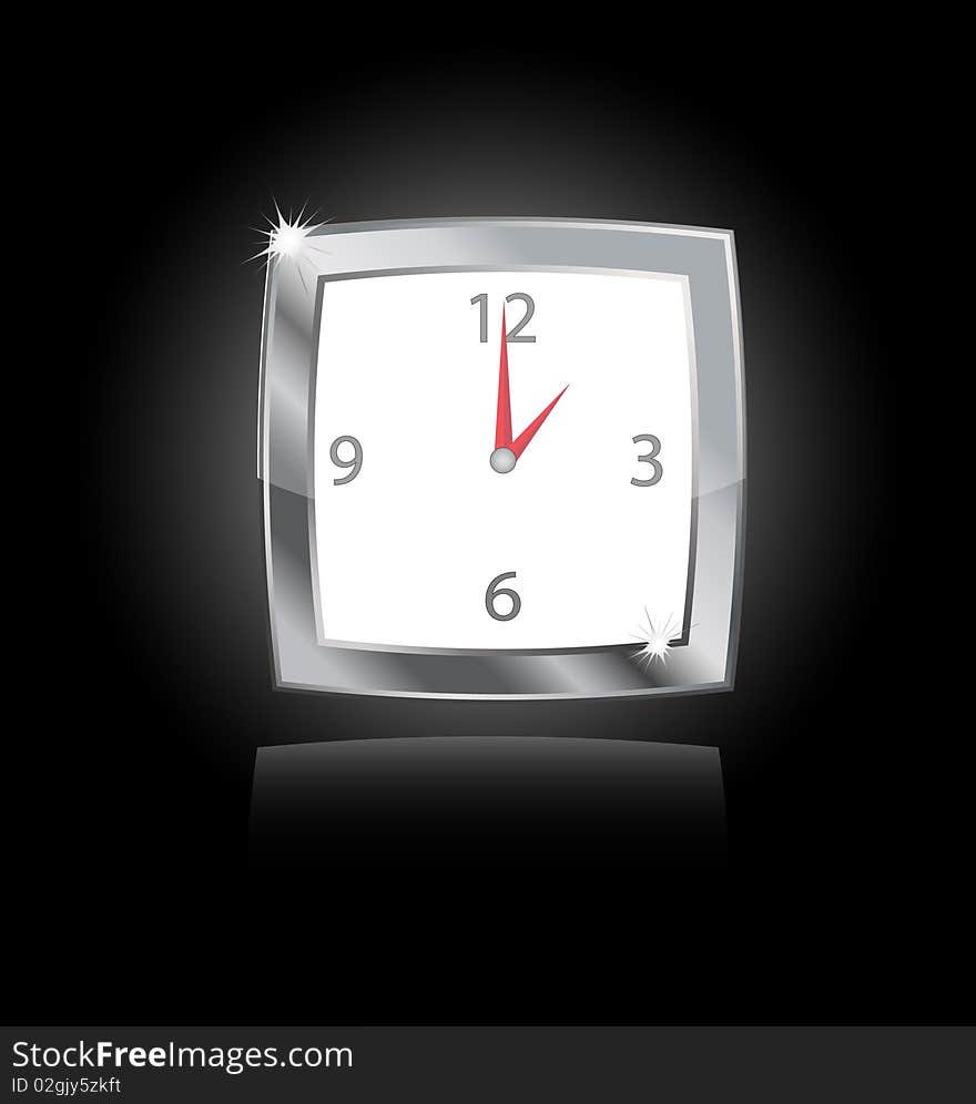 Silver realistic vector watch with shadow. Silver realistic vector watch with shadow