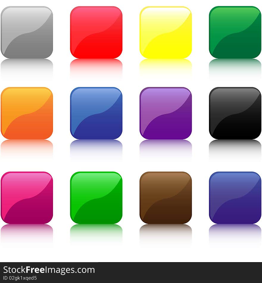 Set of different colored buttons