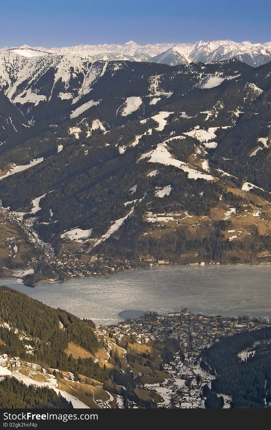 Ski resort in austrian alps by lake