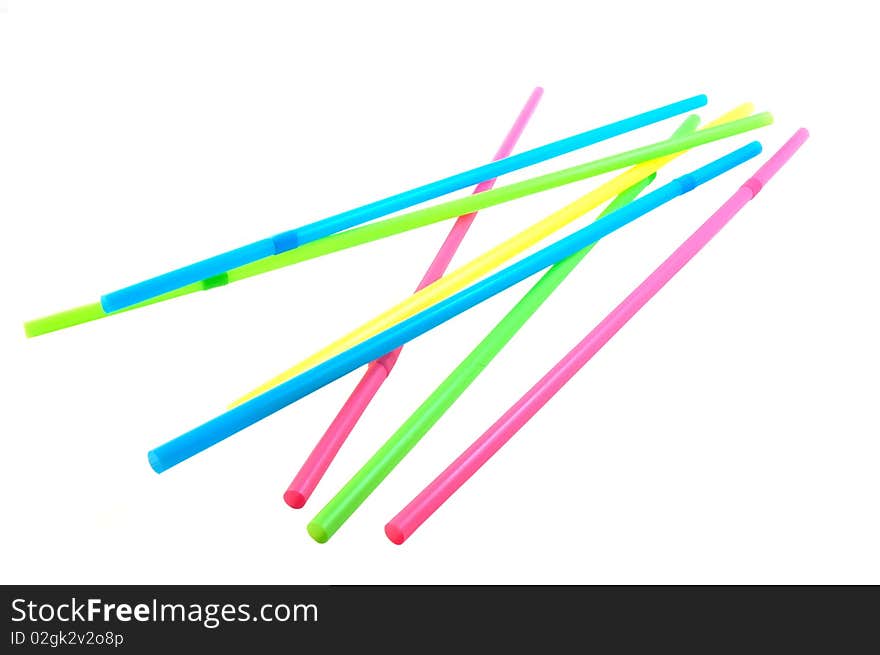 Straws on white background