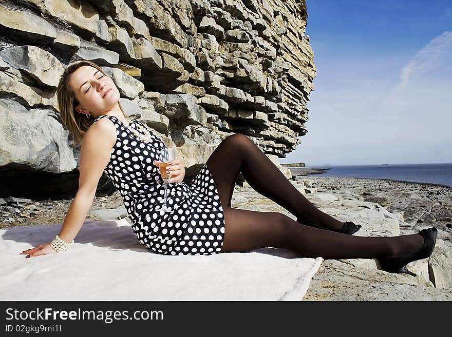 Beautiful woman relaxing on the beach