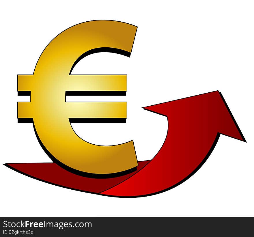 Illustration of a Euro Sign with arrow