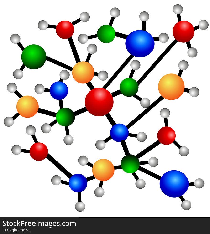 Illustration of a molecule on white background. Illustration of a molecule on white background