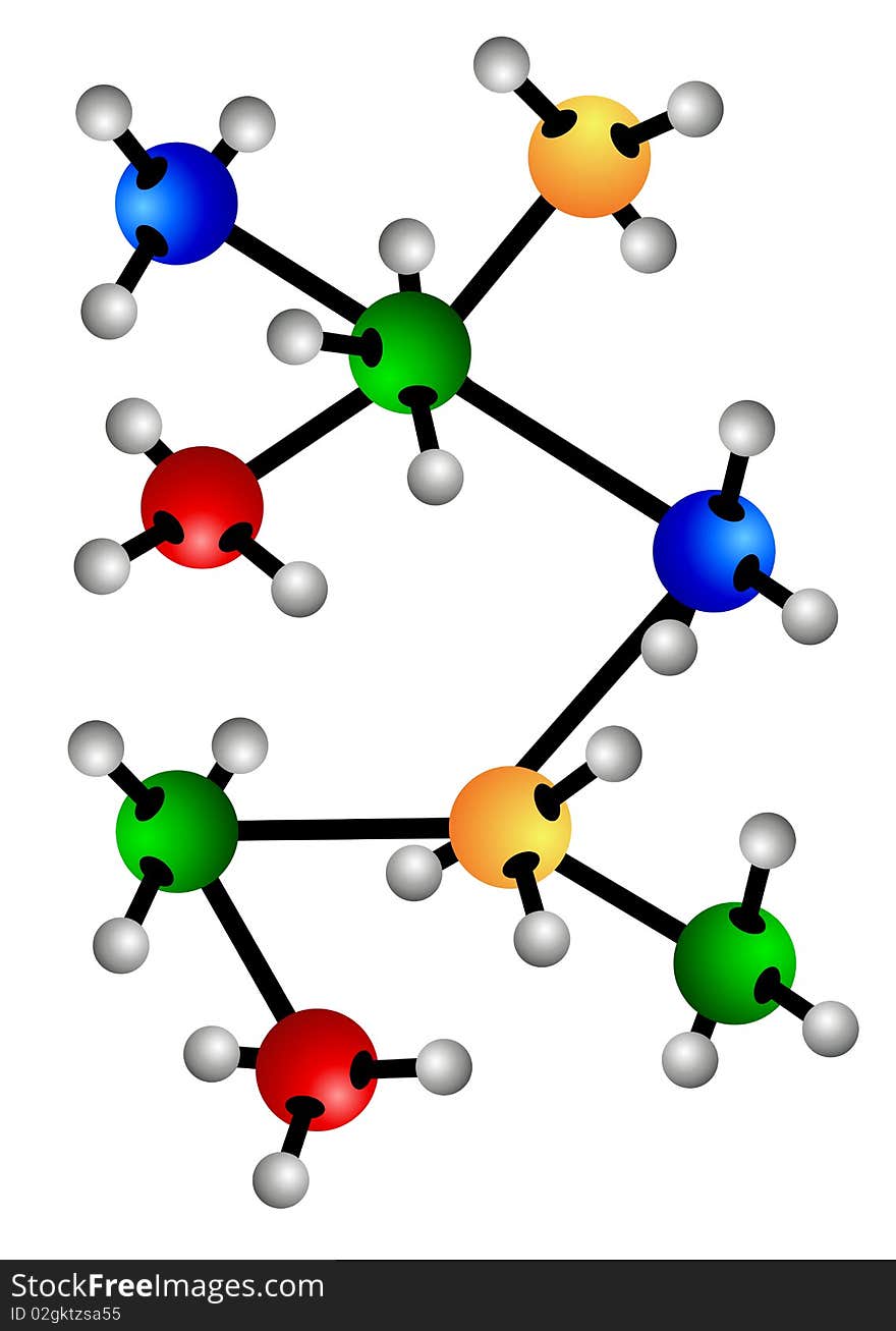 Illustration of a molecule on white background. Illustration of a molecule on white background