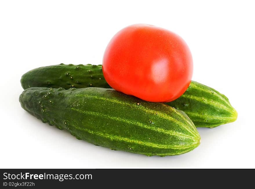 Fresh cucumbers and tomatoes