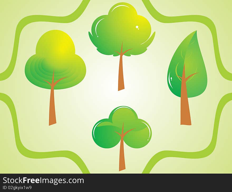 Abstract green tree set