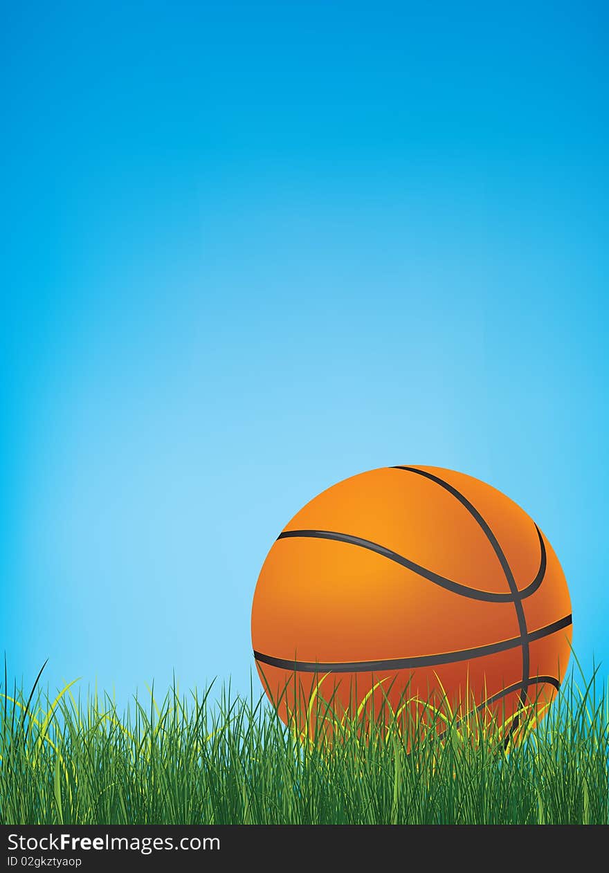 Basketball Ball on Field. Vector.