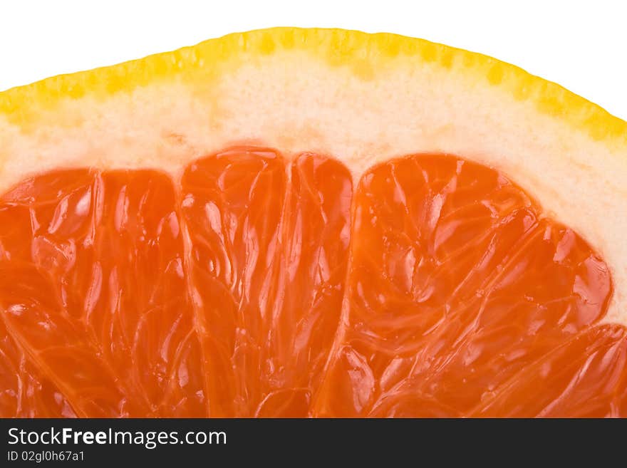 Close-up grapefruit texture, isolated on white