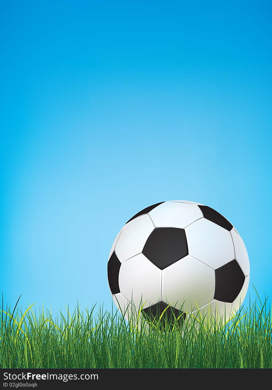 Soccer ball on Field. Vector.