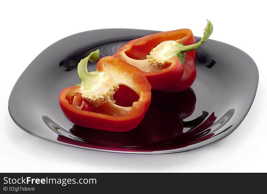 Sliced peppers on a plate