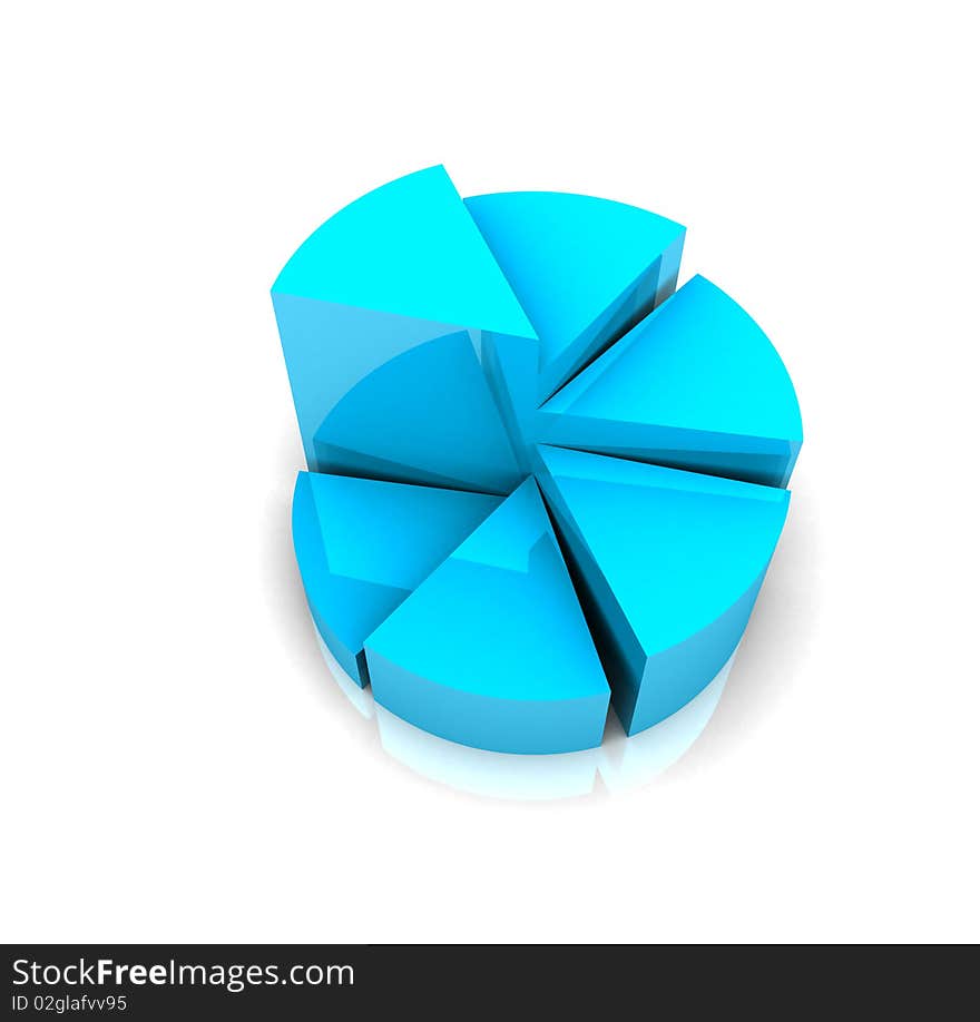 3d pie chart diagram in blue