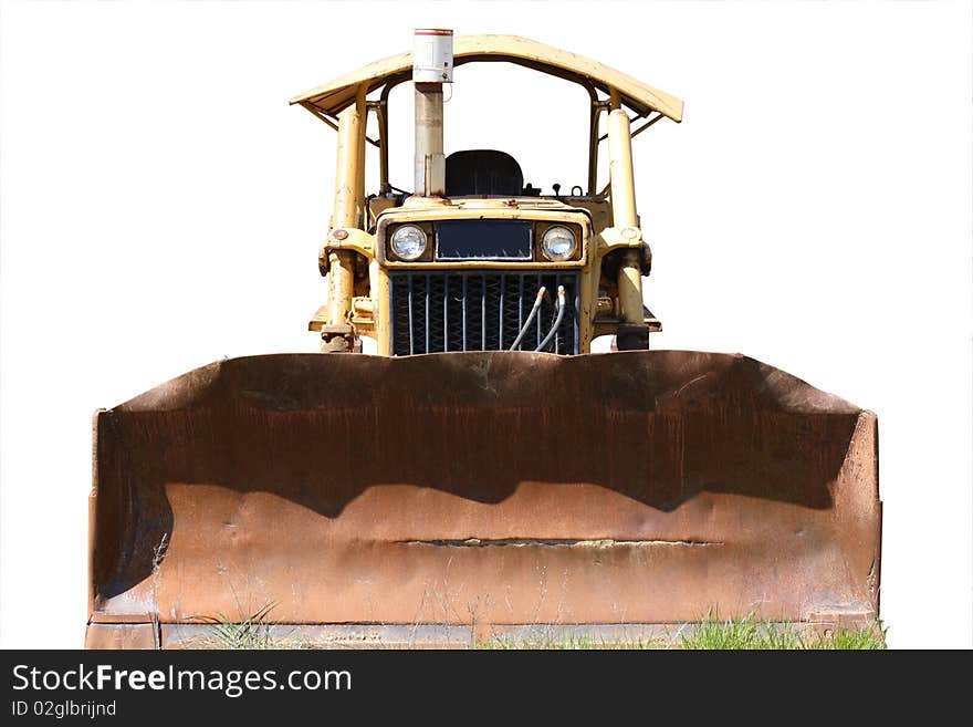 Front view of the old bulldozer