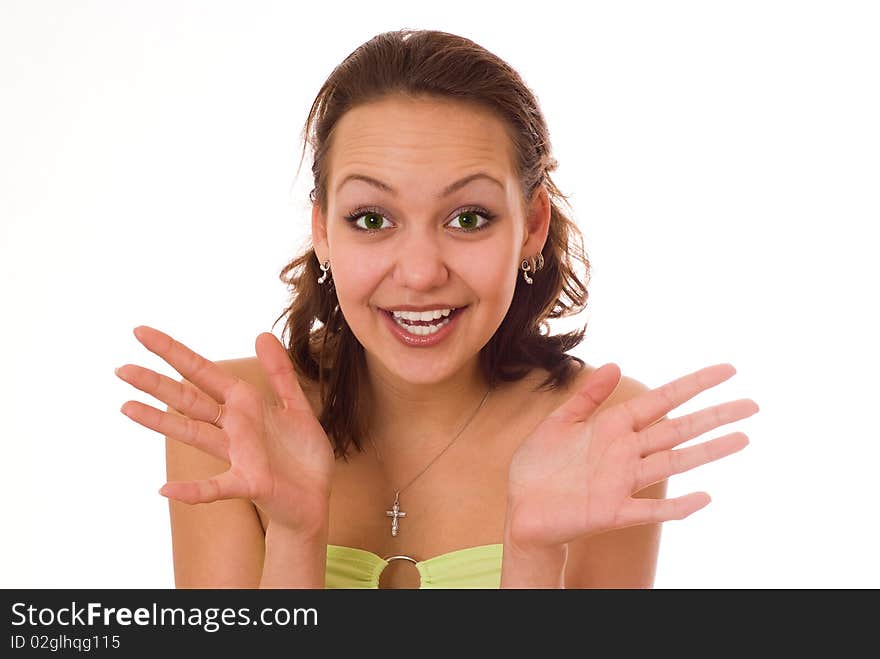 Beautiful Girl On A White Background