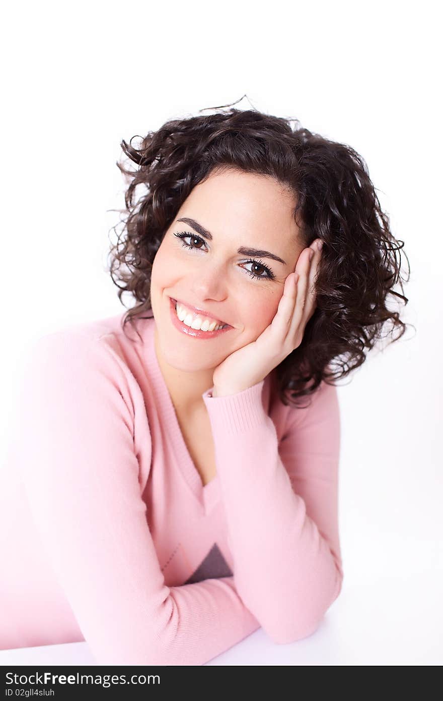 Portrait shot of a beautiful caucasian woman. Happy and smiling. Portrait shot of a beautiful caucasian woman. Happy and smiling