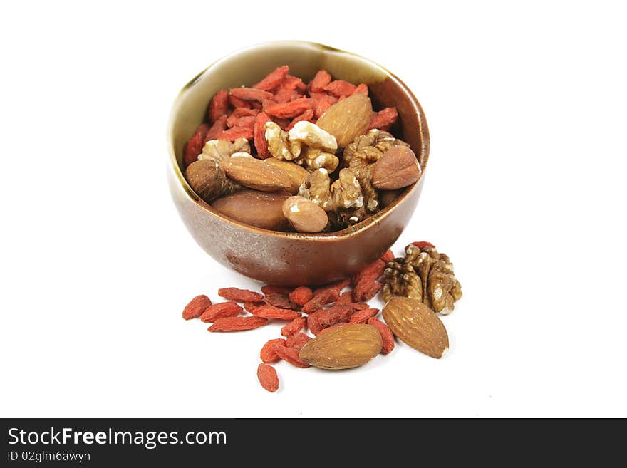 Goji Berries and Nuts in a Bowl