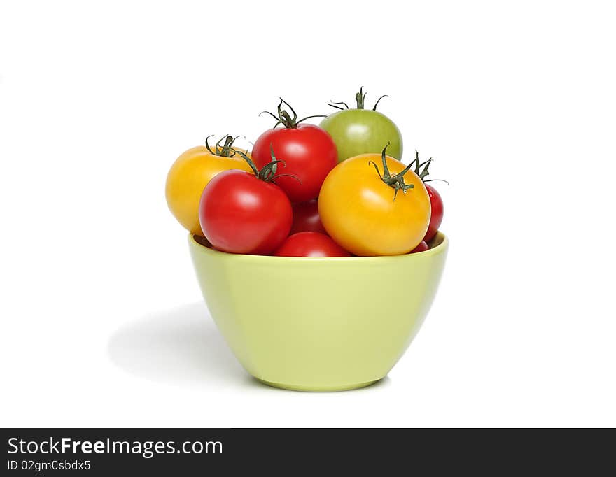 Organic tomatoes in  bowl