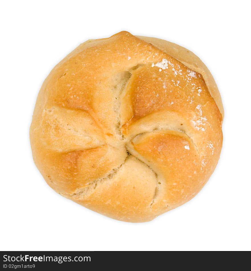 French bun small, isolated on white, Top view