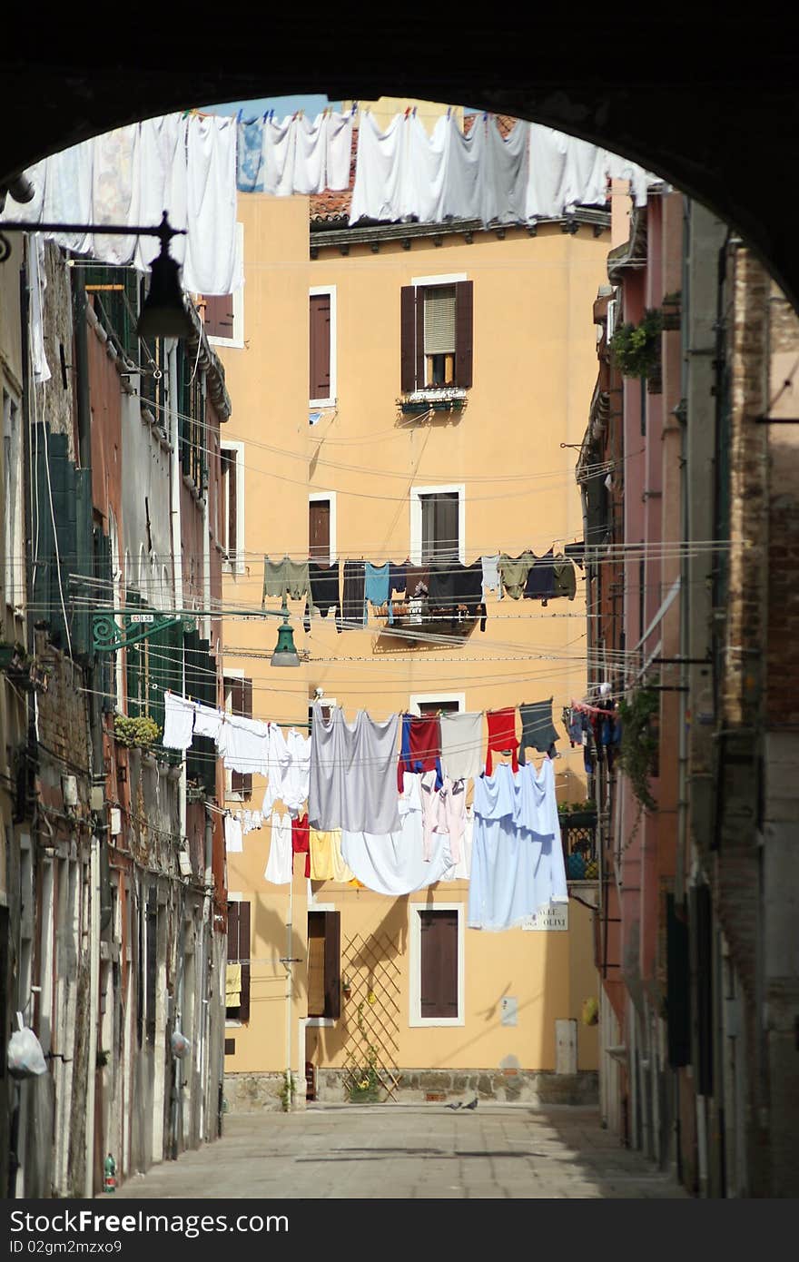 Laundry Drying In Venice Backstreet