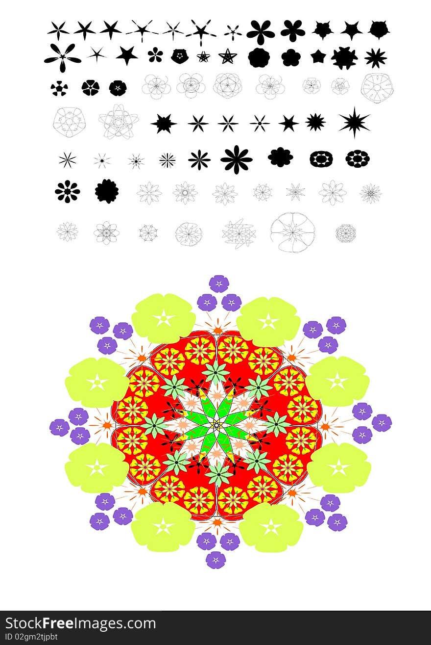 68 floral designs for universal use. Easy to create floral ornaments. 68 floral designs for universal use. Easy to create floral ornaments.