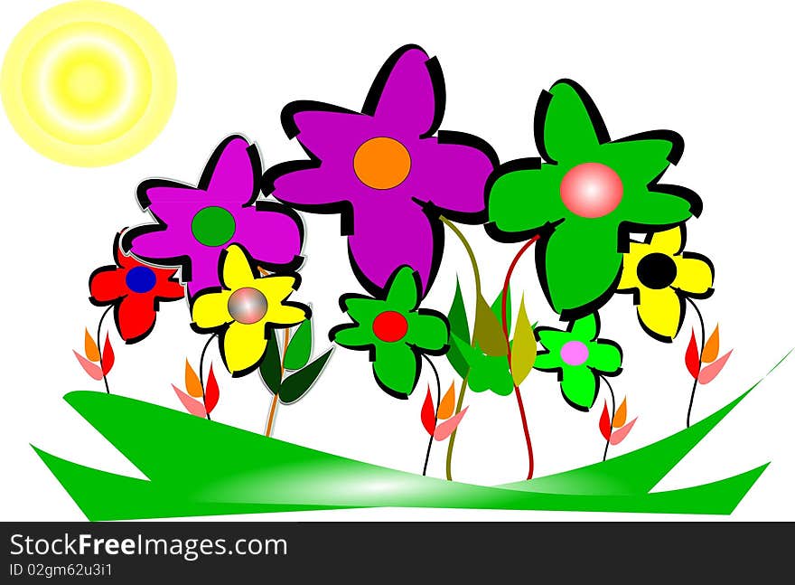 Simple abstract illustration of sunny spring day in 3d. Simple abstract illustration of sunny spring day in 3d