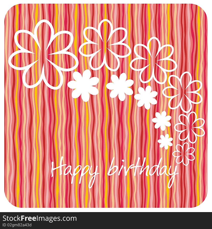 Postcard on birthday with colorful circles. Vector illustration.