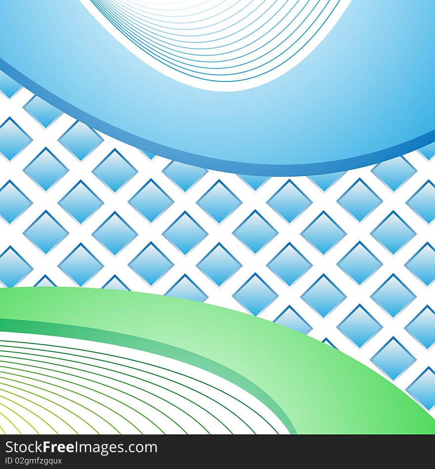 Light background with blue and green stripes and squares. Light background with blue and green stripes and squares