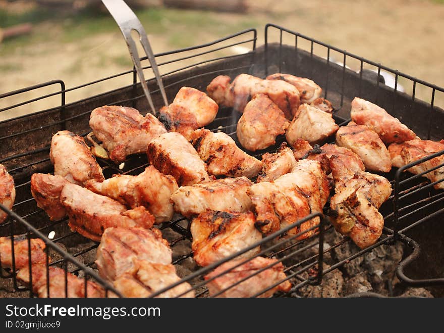 Pork barbecue and a fork