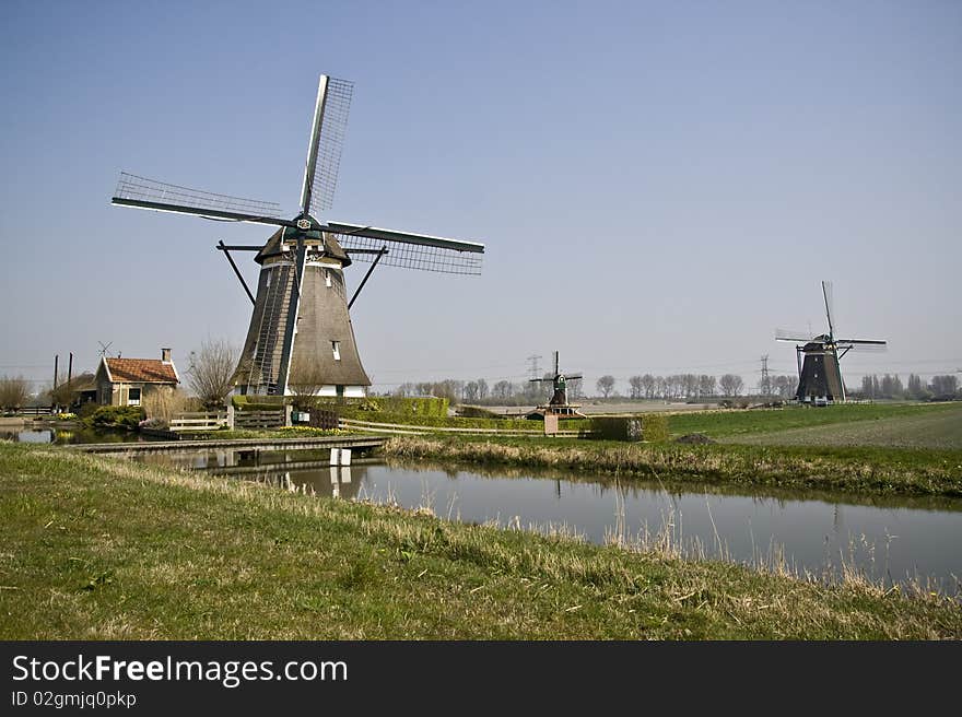 A couple of windmills at the Rotte, the Netherlands. A couple of windmills at the Rotte, the Netherlands