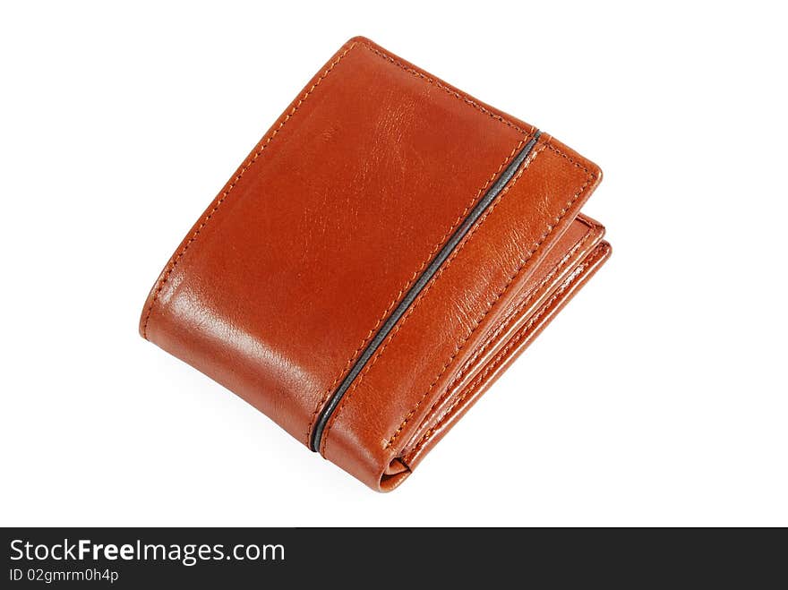 This is a beautiful brown leather wallet isolated on a white background.