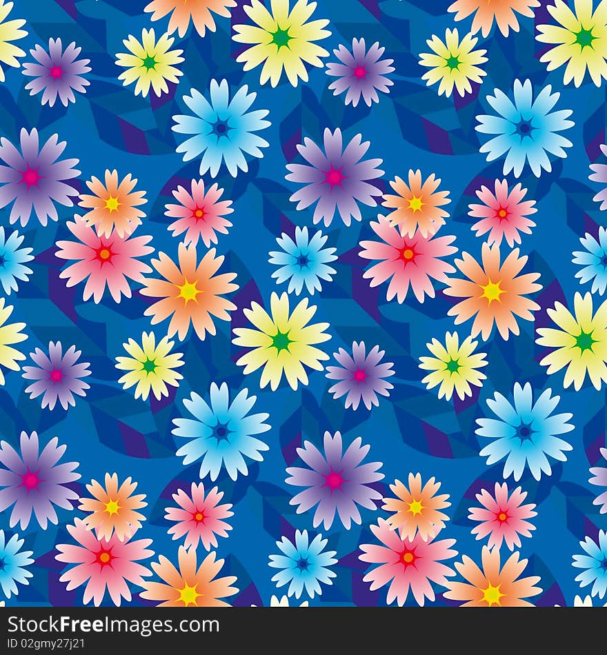 Seamless background with colorful flowers