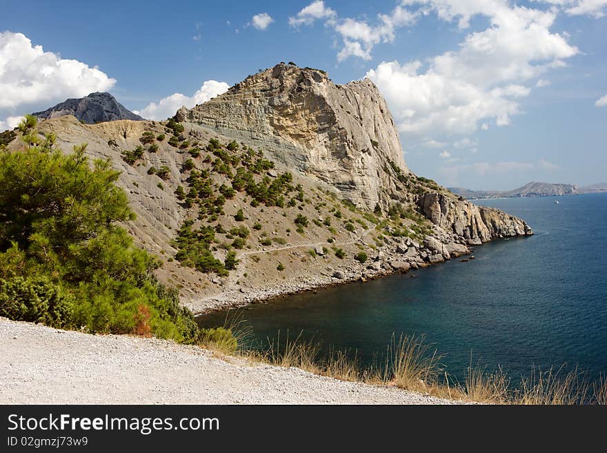 Crimea mountains and Black sea landscape, good sunny day. Crimea mountains and Black sea landscape, good sunny day