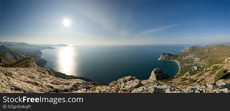 Crimea mountains and Black sea landscape, good sunny morning. Crimea mountains and Black sea landscape, good sunny morning