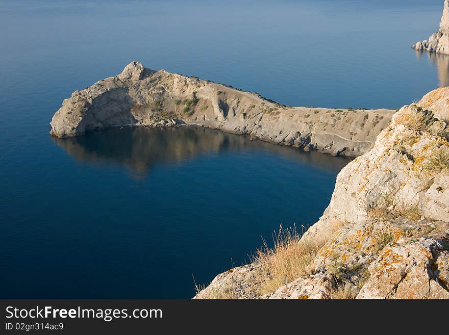 Crimea mountains and Black sea landscape, early morning. Crimea mountains and Black sea landscape, early morning