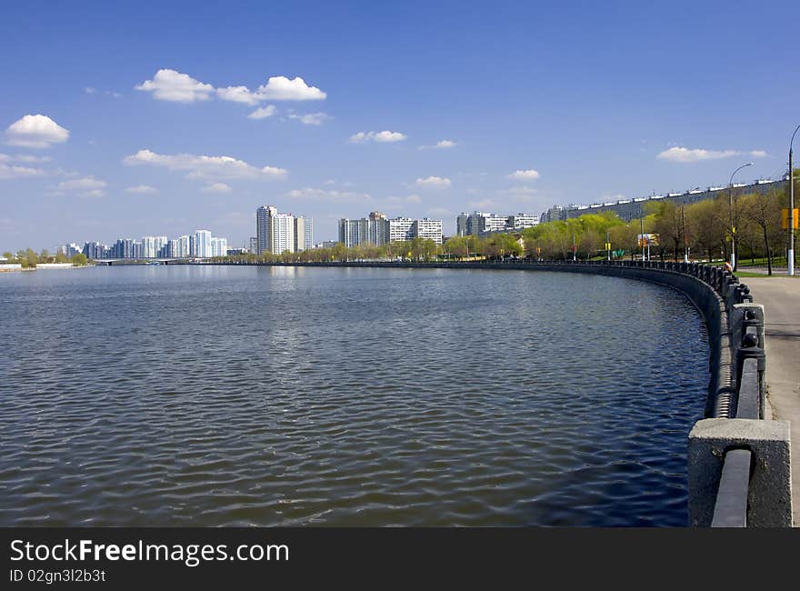 Cityscape with river