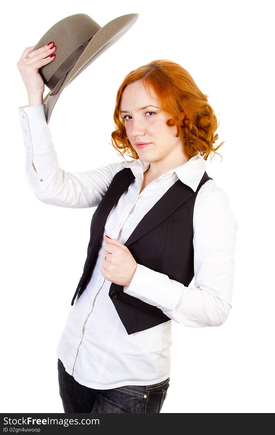 Redhead girl with hat