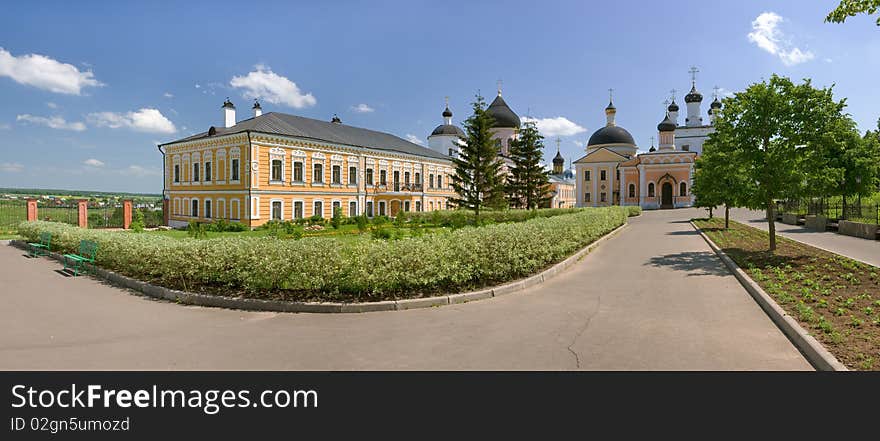 Temples and buildings inside the monastery, sunny day, Russia,. Temples and buildings inside the monastery, sunny day, Russia,