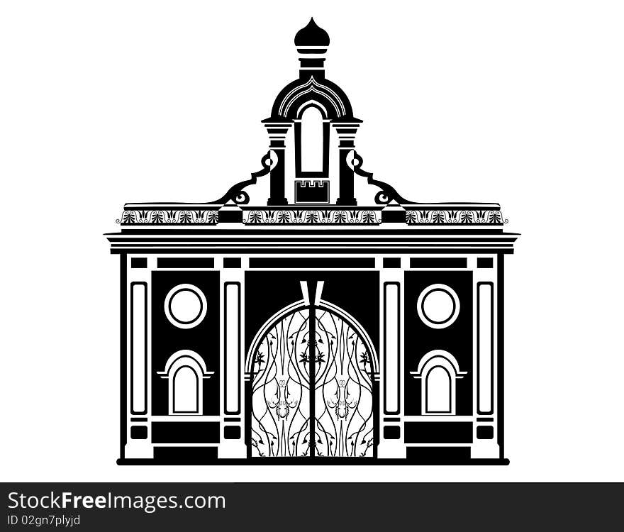 Black gates silhouette. illustration for design