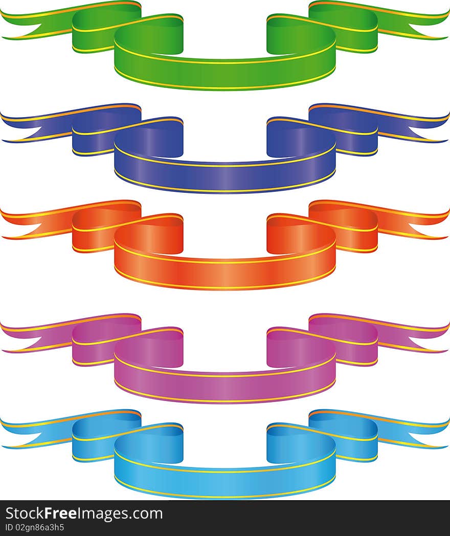 Set Of Color Curled Ribbons