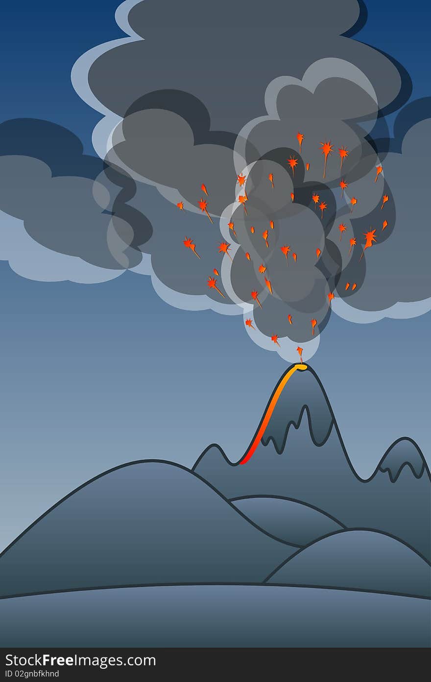 Graphic illustration of Volcano Eruption