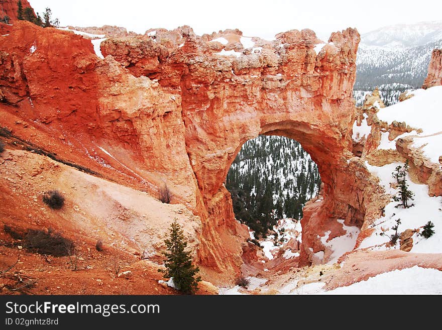 Closeup of natural bridge rock formation in Bryce Canyon National Park, Utah, USA. Closeup of natural bridge rock formation in Bryce Canyon National Park, Utah, USA