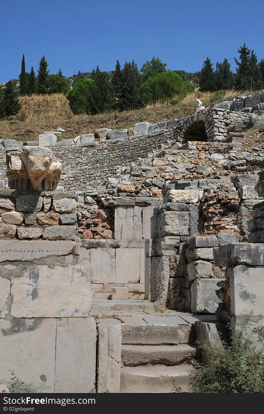 Piece of Odeon in the ancient city of Ephesus in Turkey. Piece of Odeon in the ancient city of Ephesus in Turkey.